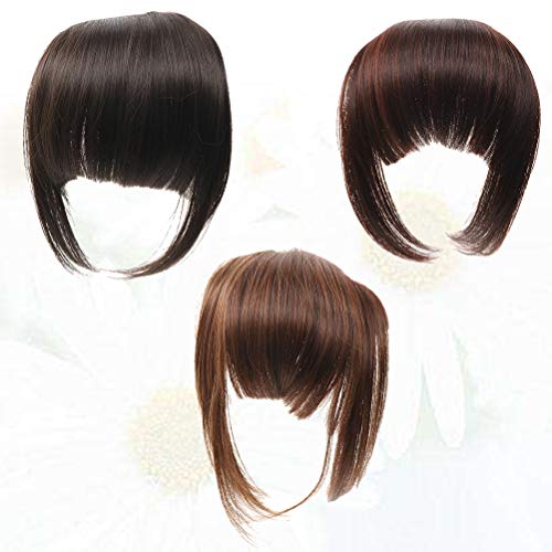 Lurrose 3 unidades de franja de cabelo de substituição de cabelo de cabelo reto peruca franja lisa p