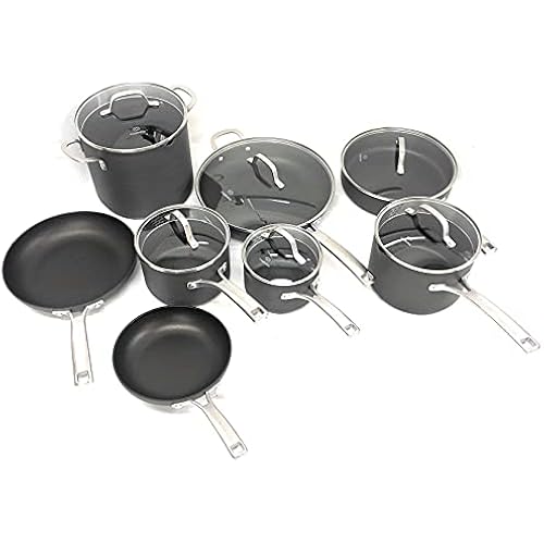 Calphalon Classic Nonstick Hard-Anodized 14-Piece Cookware Set, Grey