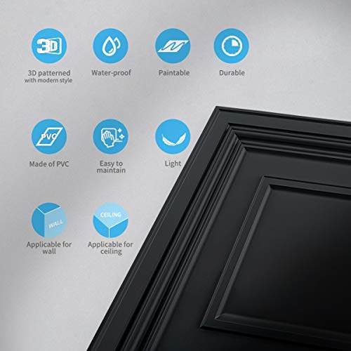 Art3D Decorative Drop Ceiling Tile 2X2 Pack Of 12Pcs, Glue Up Ceiling Panel Square Relief In Black #TOP7