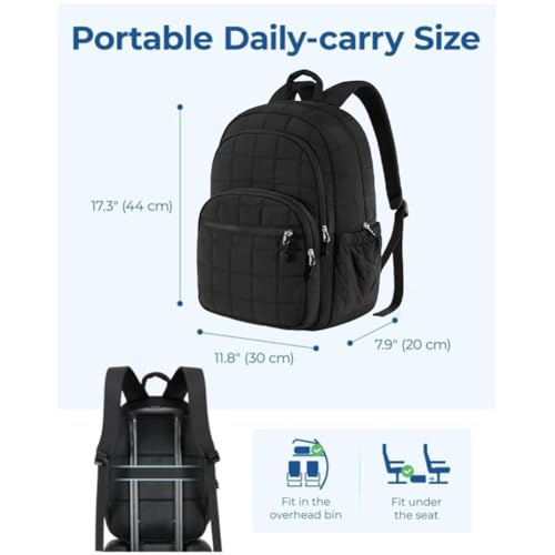 Backpack for Women,Waterproof Laptop Backpack Casual Daypack Travel Shoulder Bag with Adjustable Shoulder Strap (Black)2