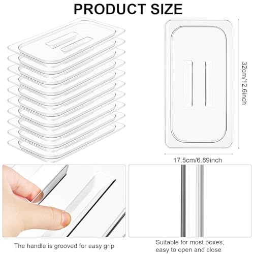 10 Pcs 1/3 Size Clear Food Pan Lids Polycarbonate Universal Handled Hotel Pan Cover Table Catering Plastic Food Pan Lid with Handle Restaurant Commercial Pan Covers for Food Fruits Vegetables - Thumbnail 2