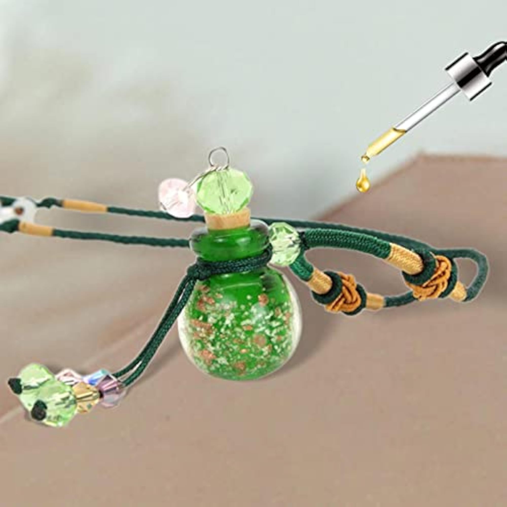 Glass Small Gourd Essential Oil Diffuser Pendant Necklace
