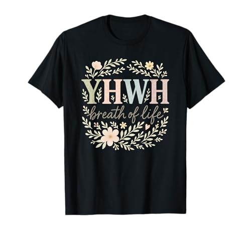 Photo de HWH Breath of Life Pastel Christian Floral Citation T-Shirt