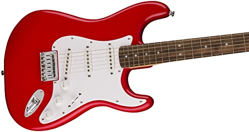Squier by Fender Sonic Stratocaster HT, E-Gitarre, Lorbeergriffbrett, Weiße Schlagplatte, Torino Rot, Inklusive kostenloser virtueller Kurse auf Fender Play