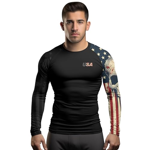 Patriot Men's Long Sleeve Rash Guard – Performance Compression Shirt for MMA, Grappling, BJJ4