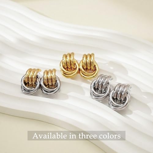 Chunky Gold Knot Earrings for Women 14K Gold Plated Earrings Trendy Statement Dangle Drop Earrings Hypoallergenic Lightweight Fashion Jewelry Gifts by NIXMAX - Image 6