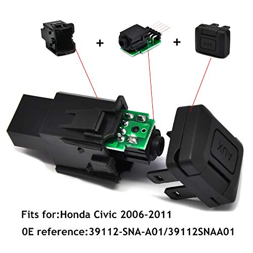 Aux Port For Honda Civic 39112-Sna-A01 Auxiliary Input Adapter Replacement Audio Input Jack Radio Kit Car Repair Parts For Honda Civic 2006 2007 2008 2009 2010 2011 #TOP2