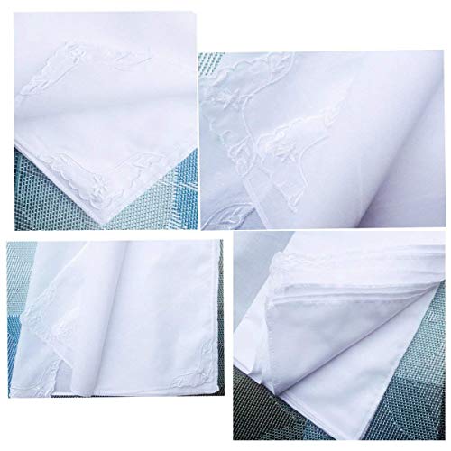 Mileymarla Ladies Embroidery Cotton White Handkerchiefs Lace Wedding Hankiesa-3Pcs #TOP3