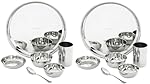 Solimo Dinner Set| Stainless Steel | Set of 6 | Solid Mirror Finish | Silver (Pack of 2)