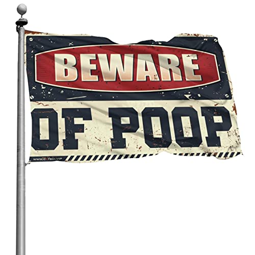 Drapeau Méfiez-vous des déjections canines COTECI : protégez votre pelouse et déco de porte 152x24