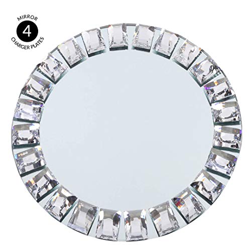 Koyal Wholesale Mirror Charger Plates, Bulk Set Of 4, Silver Mirrored Glass Charger Plates Place Settings #TOP7