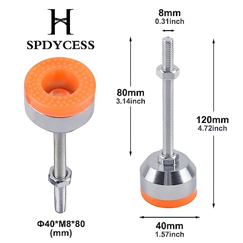 SPDYCESS 4 PCS Furniture Adjustable Feet, M8*80mm Thread Heavy Duty Carbon Steel Leveling Foot Adjuster Leveller Buffering Floor Protector Reduce Noise for Machine Table Furniture Feet - Image 2