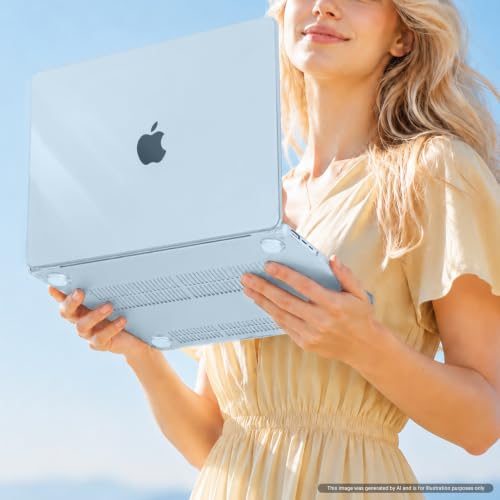 Image of MOSISO Compatible with MacBook Air 13 inch Case M5 2026 M4 2025 M3 M2 2024-2022 A3449 A3240 A3113 A2681, Hard Shell&Keyboard Cover&Screen Film&Type C for MacBook Air 13.6 inch Case, Crystal Sky Blue