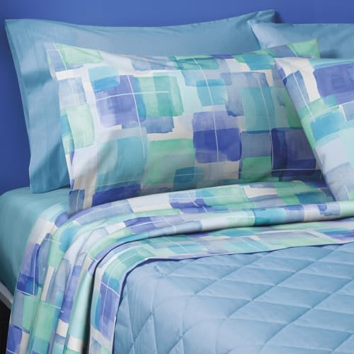 Bassetti Completo Letto Matrimoniale 100% Cotone Morbido Soffice (Singapore Bluette)