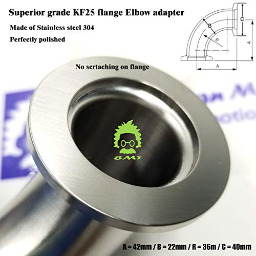 Image of NW KF Flange Elbow Fitting with KF16 / KF25 / KF40 Flange (90 KF25 Elbow)