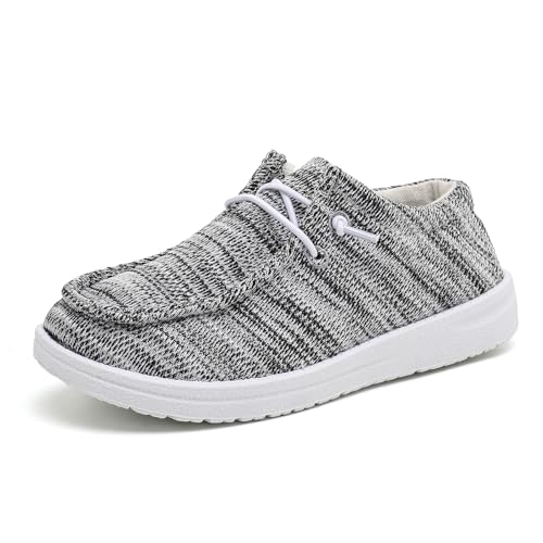 Betrue Kids Breathable Canvas Loafers Slip-On Casual Boat Shoes for Boys Girls