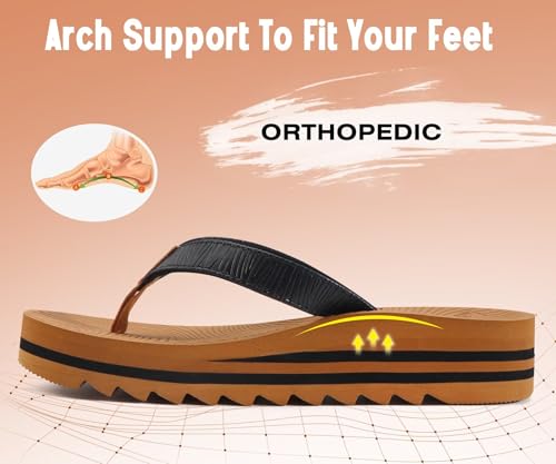 Image of KuaiLu Women's Arch Support Platform Flip Flop Sandals