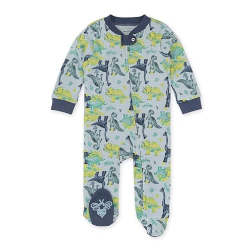 Image of Burt's Bees Baby Boys Footed Pajamas, Sleep and Play Loose Fit, 100% Organic Cotton Soft One-piece PJs, Sizes NB to 6-9 Months