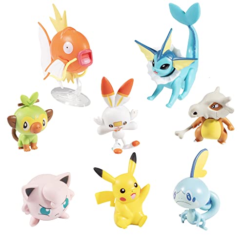 Pokemon Battle Ready! Figure Set, 8 Pieces - Playset With 2 & 3 Inch Figures Pikachu, Scorbunny, Grookey, Sobble, Jigglypuff, Cubone, Vaporeon & Magikarp - Gift For Kids, Age 4+ #TOP1