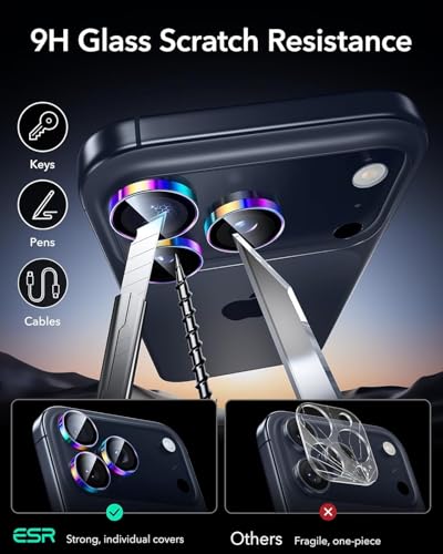 Image of V Mobite inchCamera Lens Protection Ring Compatible with iPhone 16 Pro / iPhone 16 Pro Max, Aluminum Alloy Scratch Resistant Camera Guard, Ultra-Thin Metal Ring Cover, Anti-Fingerprint, Case Friendly inch Rainbow