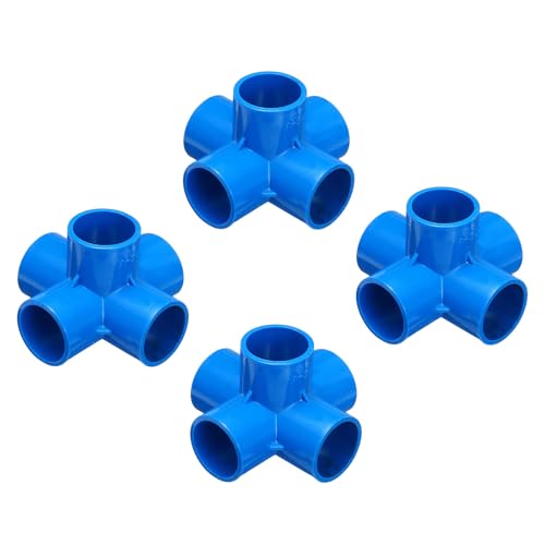 sourcing map - sourcing map Lot de 4 raccords de tuyau coudés en PVC 32 mm 5 voies coudées pour tuyau électrique Bleu