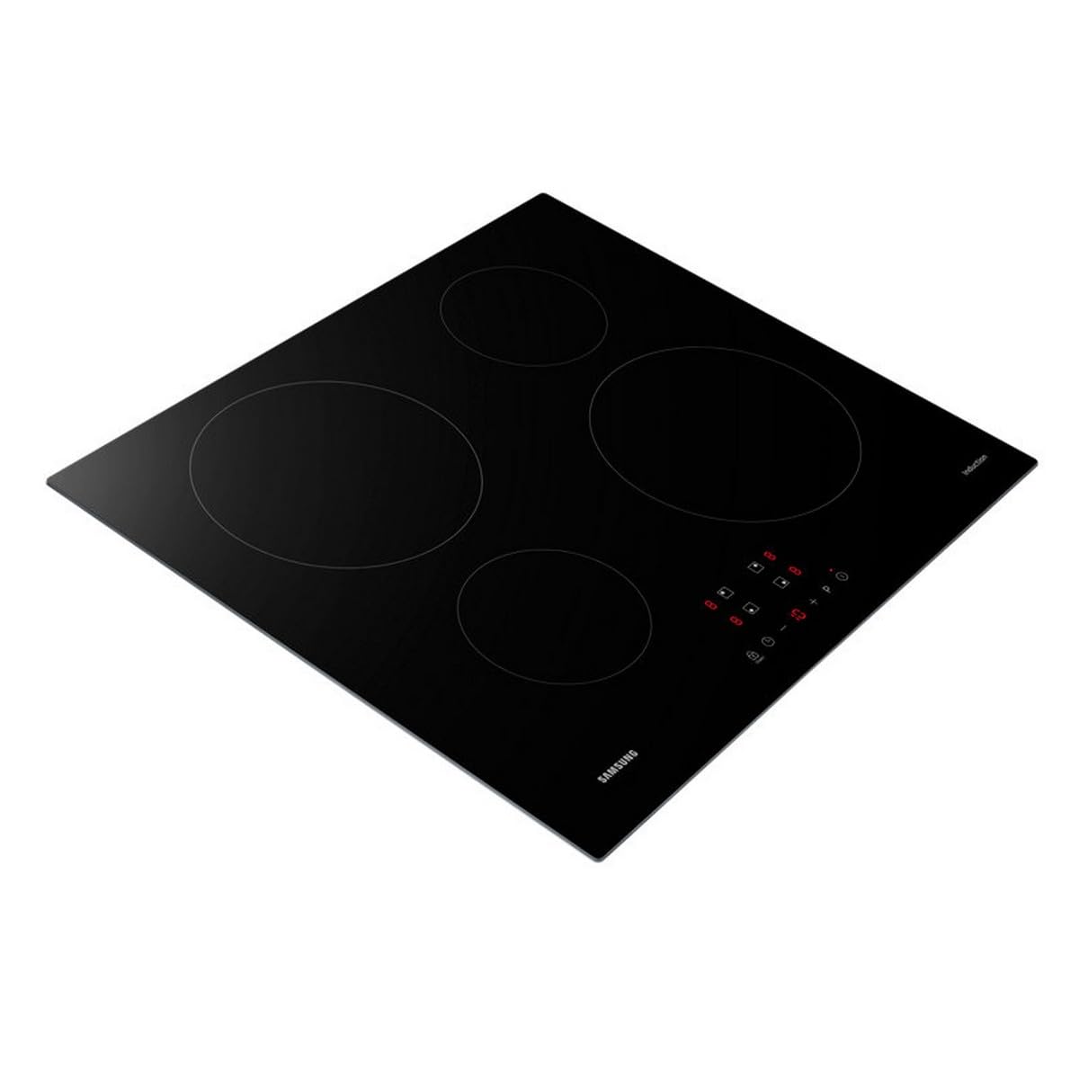Samsung NZ64M3NM1BB Autarkes Induktionskochfeld, 60 cm große Herdplatte aus Glaskeramik, Rahmenlos, 4 Kochzonen mit Touch Steuerung, 9 Leistungsstufen, 4 Booster, Kindersicherung, Schwarz