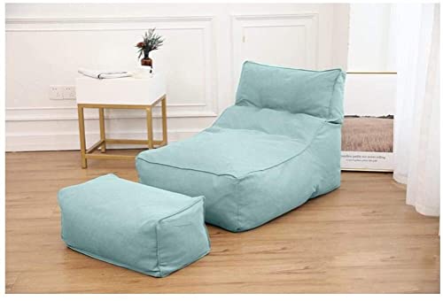 ANAART Lazy Sofa Bean Bag Tatami Simple Creative Single Fabric Nap Sofa Home Back Canapé-lit avec Coussin de Pied 75 × 75 × 100 cm, Coton(Color:Sky Blue)