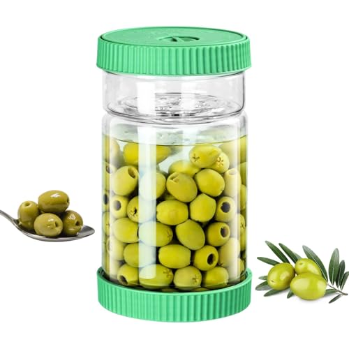 Upgraded 40oz Glass Pickle Jar with Time Tracker–Pickle Container with Strainer Flip Leak-Proof,Auto Venting,Easy Clean Design Hourglass Pickle Juice Separator–Safer for Fermenting Food Gree