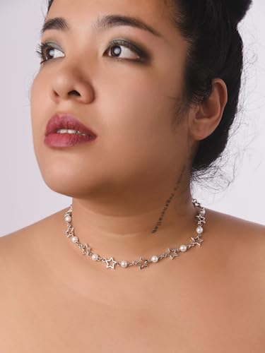 Sacina Star Imitation-Pearl Choker, Star Necklace Y2k, Emo Grunge Y2k Necklace, Christmas Jewelry Gift For Women4
