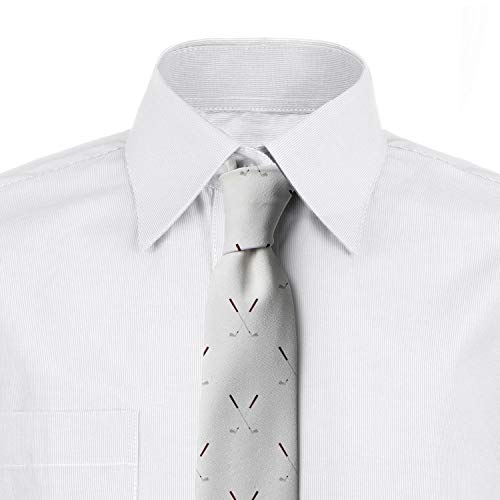 Ambesonne Men's Tie, Crossed Golf Clubs Game Motif, 3.7", White Pale Grey #TOP2