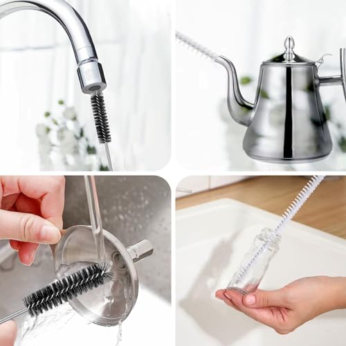 3 Stück Abflussbürste Lang 200cm Rohrreinigungsspirale Schlauchbürste Rohrbürste Rohrreinigungsbürste Abflussreiniger Spirale Bürste Flexible Abfluss Bürste für Rohre Schmales Abflussloch Schwarz