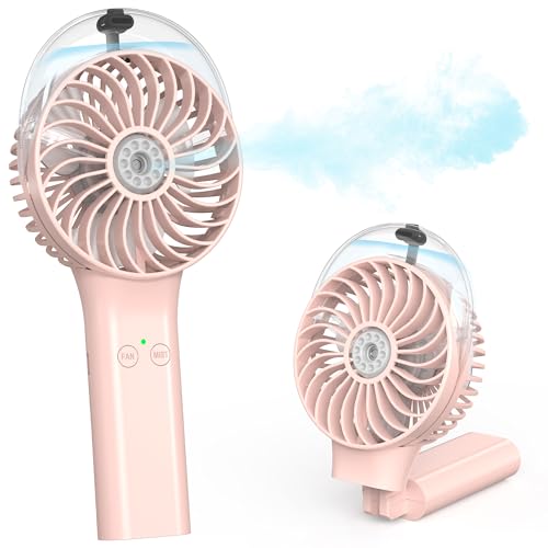 COMLIFE Portable Handheld Misting Fan, 3000mAh Rechargeable Battery Operated, 180° Foldable, Mini Personal Fan with Water Sprayer for Travel, Makeup, Home, Office, Camping, Outdoors