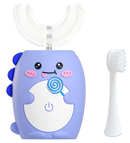 Elektrische Zahnbürste Kinder, u Förmige Zahnbürste Kinder ab 3 Jahre, IPX7 Ultraschall Kinderzahnbürste Elektrische mit 3 Modi und 45S Timer, 360 Grad Zahnbürste Kinder Cover