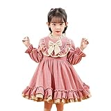 [qkeusf] 女の子 洋装フォマール セレモニードレス リボン 長袖 フォーマル ロリータスカート ワンピース 子供服 130cm 子どもドレス ロング プリンセス風 お宮参り お祭り 花見 結婚式 発表会 入学式 ピンク 卒業式 誕生日 プレゼント