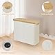 Sampoes Toilettenpapier Aufbewahrung, Klopapier Aufbewahrung, Bambus Badezimmer Organizer mit Deckel, Ersatzrollenhalter Wc Rollen Aufbewahrung, Toilet Paper Behälter 45 x 15 x 35 cm, Beige