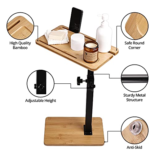 Ella & Emma Bamboo Bathtub Tray Table With Adjustable Height - Bath Tray For Bathtub, Bathtub Tray, Small Table, Bed Table, Sofa Table, Bamboo Bathroom Accessories, Bath Tray, Bamboo Tray, Bed Tray #TOP2