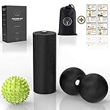 M.S.Lemberg® Faszien Massage Set inkl. Mini Faszienrolle klein, Igelball Fußmassage & Duoball - Nacken Rücken Fuß - Faszienball, Massageball mit Noppen hart, Peanut Ball Rolle, Faszienkugel