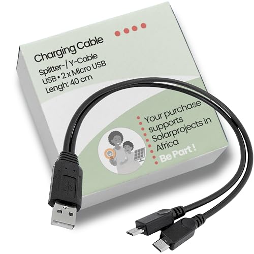 Villageboom Cable Divisor Micro USB, Dos Enchufes B a 1 USB Enchufe A, Cable en Y Doble. Un Producto Con Valor Añadido Social