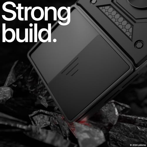 Image of Outlouders Back Cover for Motorola Moto Edge 50 Fusion 5G | D10 Tough Armor 360 Protection Case with Sliding Camera Shield & Ring Holder Stand Bumper Case (Black)