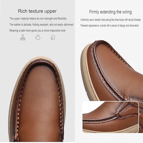 Men's Slip On Leather Casual Loafers Shoes Classic Business Anti-Skid Elastic Walking Shoes Fashionable and Breathable Formal Boat Shoes3