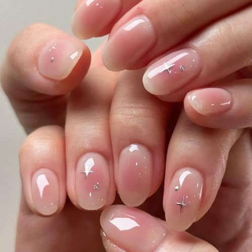 Nymora 24 Stück Press On Nails, Extra Kurze Kunstnägel zum Aufkleben, Falsche Nagelspitzen für Frauen Mädchen, Nägel kurz