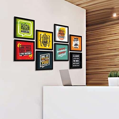 Image of PAPER PLANE DESIGN Motivational Quotes Wall Framed Poster, Office Decor, Inpirational Frame with Quotes.Set of 8 Size (10 x 10 Inch) (MDF POSTERS)