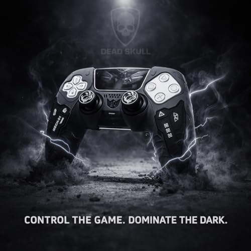 Image of DEADSKULL Tactical Silicone Controller Skin with 2 Thumb Grip Caps, 4 Joystick Rings & Sticker, Anti-Slip Protective Cover Compatible with PlayStation 5 Controller, DualSense Wireless Controller