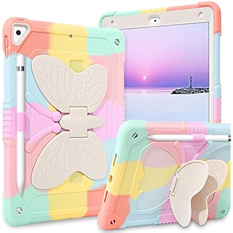 BENTOBEN iPad 10.2'' Case,9th Generation Case Colorful, iPad 8th Gen Case Camo, iPad 7th Gen Case, Two Layer Bumper Shockproof Butterfly stand Protective Full Body Kid Case for 10.2‘’ 2021/2020/2019 Cover