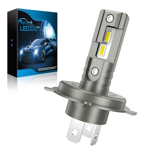 Sycreek H4 LED Moto 30000 LM 100W – Kit de Conversión para Faros de Coche/Moto 12V, Luz Blanca Pura 6500K, Reemplazo Halógeno de Alta Luminosidad, 1 Bombilla LED H4 MOTO