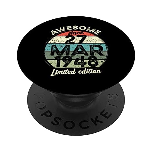 Camiseta de cumpleaños de 75 años, 27 de marzo de 1948, 75 cumpleaños PopSockets PopGrip Intercambiable