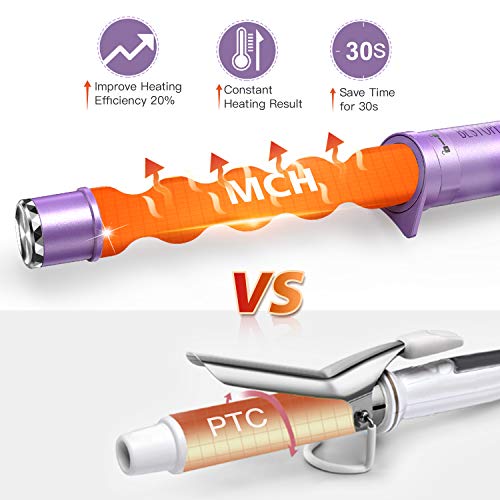 Curling Iron 5 in 1 BESTOPE Hair Curling Wand Set Hair Wand 0.5\'\' to 1.25\'\' Ceramic Barrels for Women Hair Styling with 6 Heat LCD & Detachable Power Cord, Include Glove, Hair Clips & Storage Bag