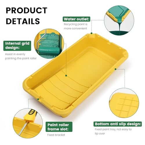 Voomey Paint Roller Tray,4 inch Plastic Paint Tray,5pcs,Easy to Clean Paint Pans Trays for Wall Painting, DIY Projects, and Home Renovation - Thumbnail 2
