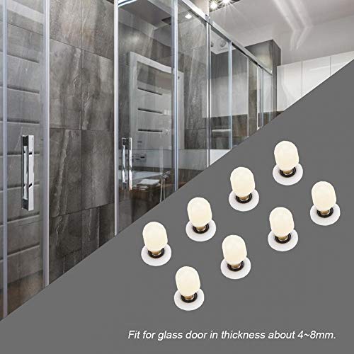 Fdit Shower Door Rollers Brass Sliding Door Glass Shower Roller Runner Bathroom Doors Diameter 20mm 23mm 25mm27mm (Set of 8)(27mm) - Image 3