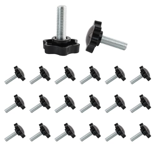 FIHODONE 20 Pièces Vis M8, Bouton de Serrage 30mm, Boutons de Serrage à Filetage Moleté à Main, Vis à Tête Étoile en Plastique avec Poignée Mécanique Réglable, pour Machine Industrie Équipement